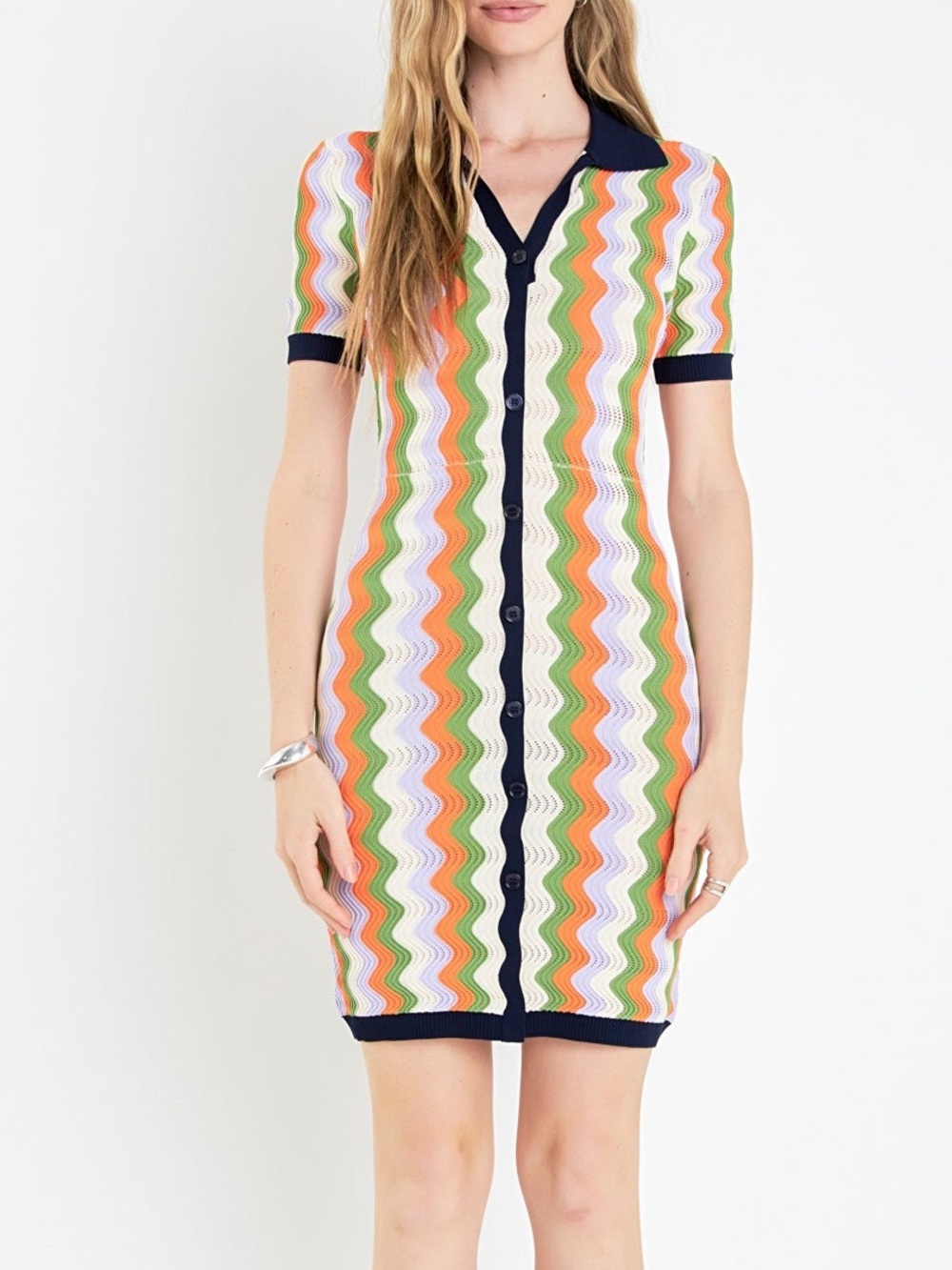 English Factory BH991D Geometric Midi Dress in Multicolor Size XS NWT